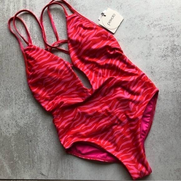 Peixito Isla Womens Tiger Print Strappy One Piece Swimsuit Small (4) NWT - Picture 5 of 15